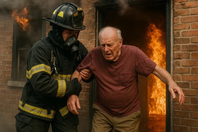 Elderly Fire Rescue Assistance in Emergency Situations