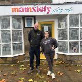 Ricky Nelson from Safety Inspectors UK standing with Jodie, co-founder of Mamxiety Play Café, during a fire risk assessment in Guisborough.