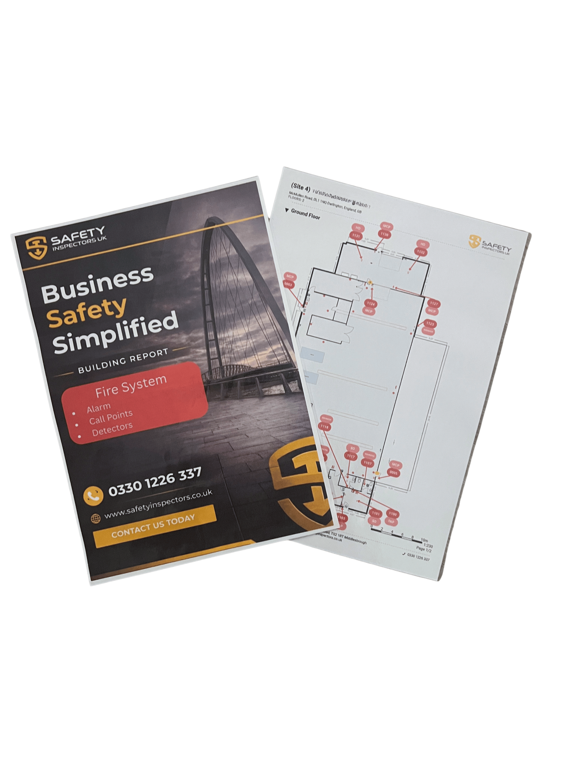 Business safety report and fire floor plan example by Safety Inspectors UK